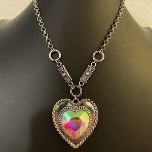 Silver Fantasy Heart Pendant Necklace